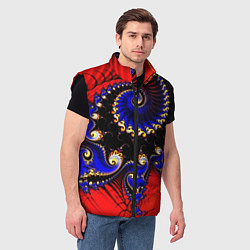 Мужской жилет Оптический узор фракталы завитки, цвет: 3D-черный — фото 2