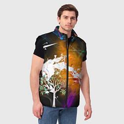 Мужской жилет Молния - дерево, цвет: 3D-черный — фото 2