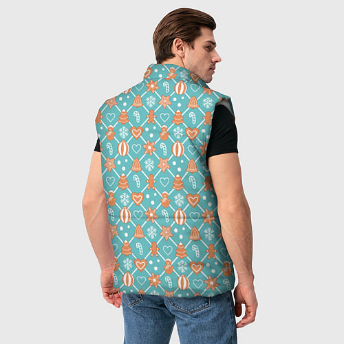 Мужской жилет Новогодний фон с печеньем / 3D-Светло-серый – фото 4