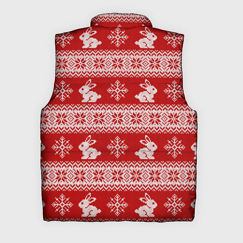 Мужской жилет Вязаный зимний узор с зайчатами / 3D-Красный – фото 2