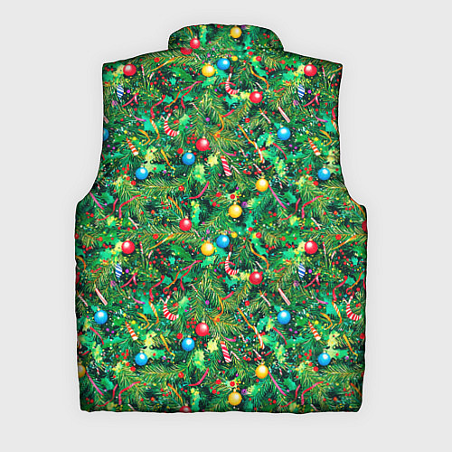 Мужской жилет Разноцветные шары на ёлке / 3D-Красный – фото 2