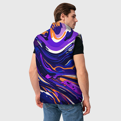 Мужской жилет Разноцветная абстракция разводов / 3D-Светло-серый – фото 4