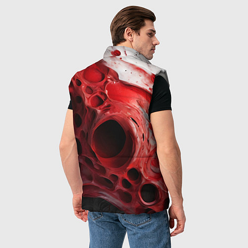 Мужской жилет Красно-белая абстрактная структура / 3D-Светло-серый – фото 4