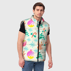 Мужской жилет Зимний новогодний узор, цвет: 3D-светло-серый — фото 2