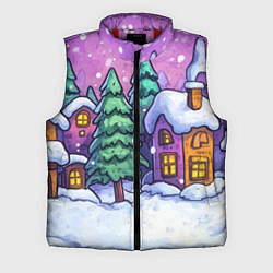 Мужской жилет Новогодний мультяшный двор, цвет: 3D-красный