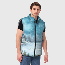 Мужской жилет Новогодний снег, цвет: 3D-светло-серый — фото 2