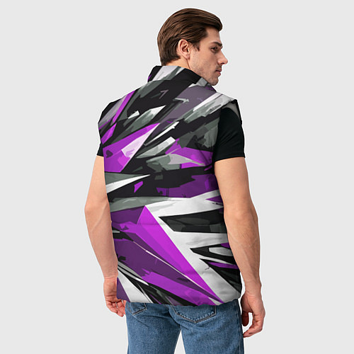 Мужской жилет Чёрно-фиолетово-белая абстракция / 3D-Светло-серый – фото 4