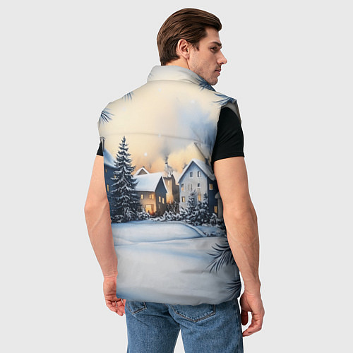 Мужской жилет Зимний снежный двор / 3D-Светло-серый – фото 4