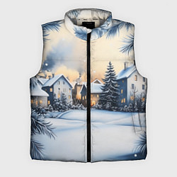Мужской жилет Зимний снежный двор, цвет: 3D-светло-серый