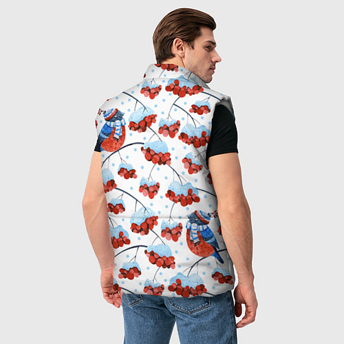 Мужской жилет Снегири в шапочках на рябине / 3D-Светло-серый – фото 4