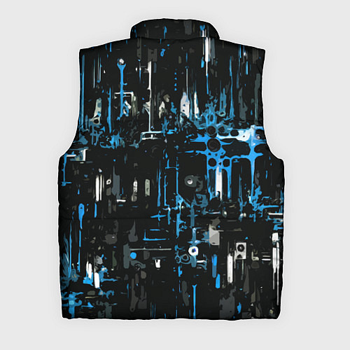 Мужской жилет Бело-синяя тревожная абстракция на чёрном фоне / 3D-Красный – фото 2