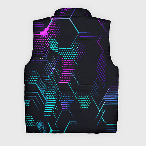 Мужской жилет Розово-голубые точки и линии на чёрном фоне / 3D-Красный – фото 2