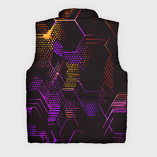 Мужской жилет Жёлто-фиолетовые точки и линии на чёрном фоне / 3D-Красный – фото 2