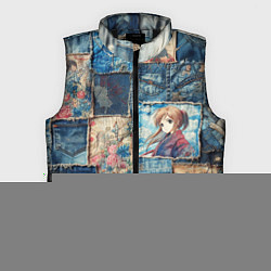 Мужской жилет Аниме влюбленные на пэчворк