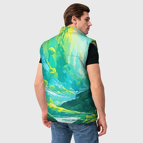 Мужской жилет Зелёная кислотная абстракция / 3D-Светло-серый – фото 4