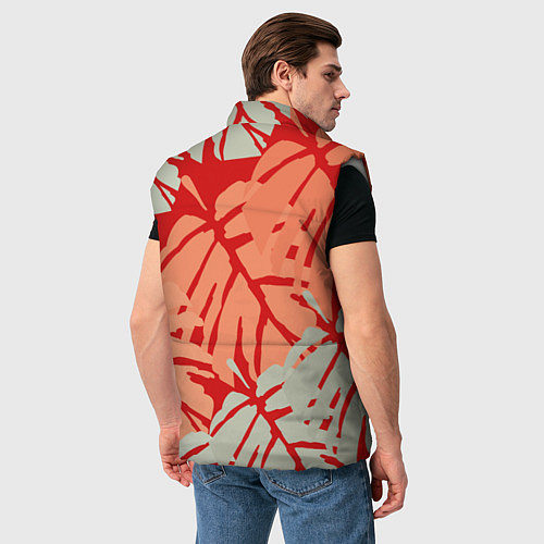 Мужской жилет Отпечатки монстеры на красном / 3D-Светло-серый – фото 4