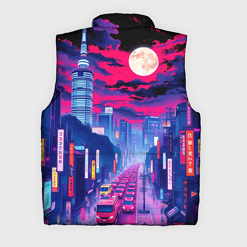 Мужской жилет Яркий японский мегаполис / 3D-Красный – фото 2