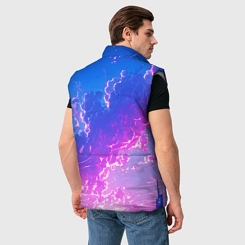 Мужской жилет Розовые тучи на голубом небе киберпанк / 3D-Светло-серый – фото 4