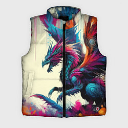 Мужской жилет Крылатый дракон - акварель, цвет: 3D-светло-серый