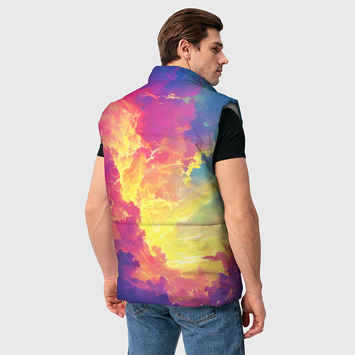 Мужской жилет Розовые облака на синем небе / 3D-Светло-серый – фото 4