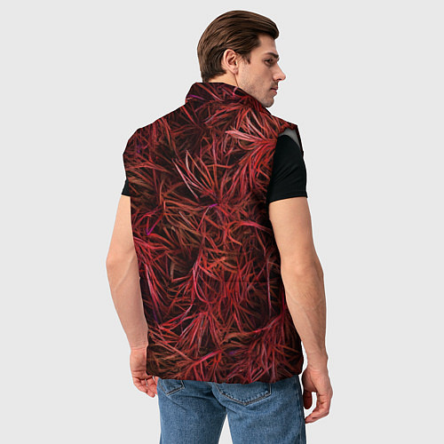 Мужской жилет Красная трава на чёрном фоне / 3D-Светло-серый – фото 4