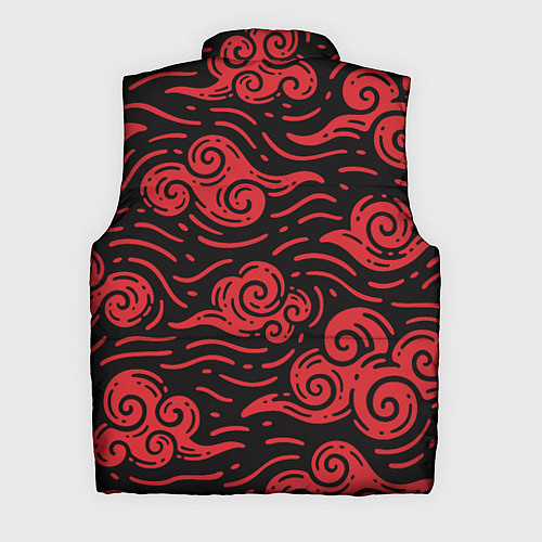 Мужской жилет Японский орнамент - красные облака / 3D-Красный – фото 2