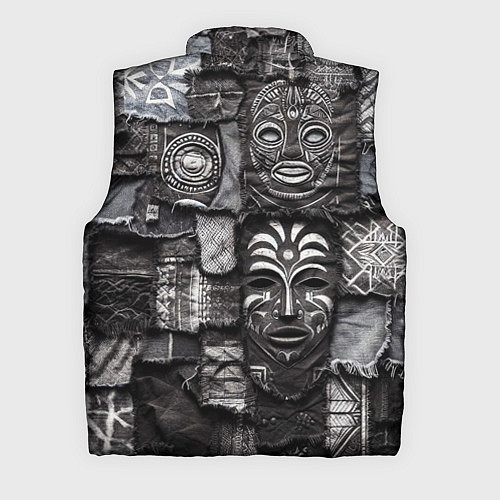 Мужской жилет Пэчворк с африканскими масками / 3D-Светло-серый – фото 2