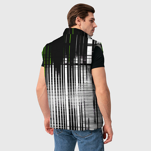 Мужской жилет Зелёно-чёрный гранж на белом фоне / 3D-Светло-серый – фото 4