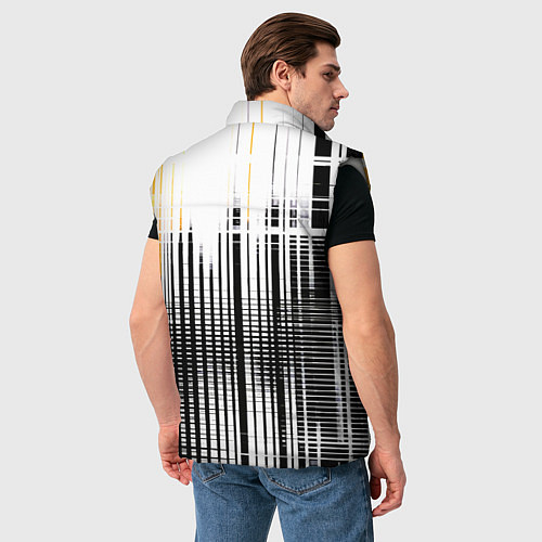 Мужской жилет Жёлто-чёрный гранж на белом фоне / 3D-Светло-серый – фото 4
