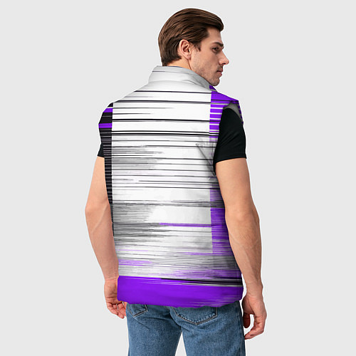 Мужской жилет Чёрные вертикальные полосы на фиолетово-белом фоне / 3D-Светло-серый – фото 4