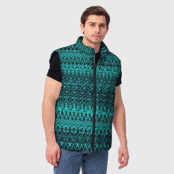 Мужской жилет Бирюзовый узоры, цвет: 3D-черный — фото 2