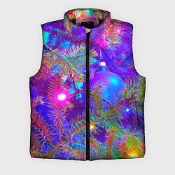 Мужской жилет Новогоднее свечение гирлянд, цвет: 3D-черный