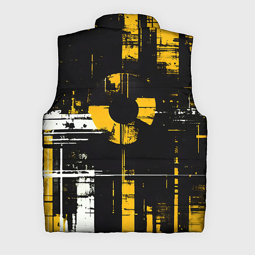 Мужской жилет Жёлто-белый гранж на чёрном фоне / 3D-Красный – фото 2