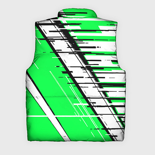 Мужской жилет Чёрно-белые глитч полосы на зелёном фоне / 3D-Красный – фото 2