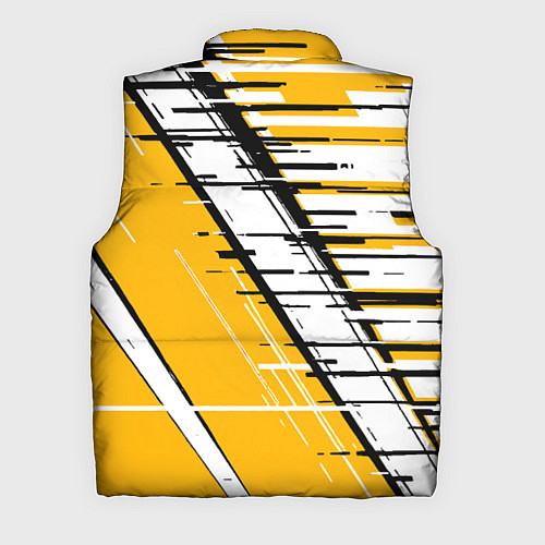 Мужской жилет Чёрно-белые глитч полосы на жёлтом фоне / 3D-Красный – фото 2