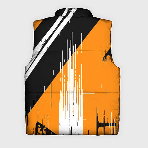 Мужской жилет Вертикальные чёрные линии на оранжево-белом фоне / 3D-Красный – фото 2