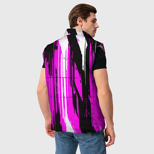Мужской жилет Вертикальные чёрно-белые линии на розовом фоне / 3D-Светло-серый – фото 4