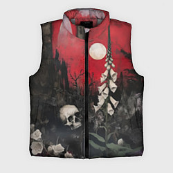 Мужской жилет Череп с цветами на фоне замка - нейросеть, цвет: 3D-светло-серый