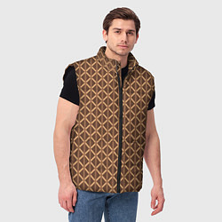 Мужской жилет Светлый коричневый полосы-ромбы, цвет: 3D-черный — фото 2