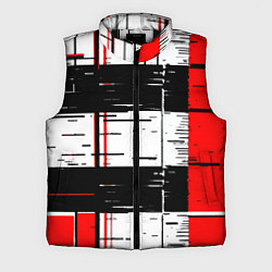 Мужской жилет Чёрные и красные полосы на белом фоне
