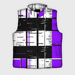 Мужской жилет Чёрные и фиолетовые полосы на белом фоне, цвет: 3D-светло-серый