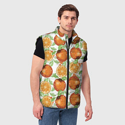 Мужской жилет Сочные апельсины и дольки апельсинов, цвет: 3D-черный — фото 2