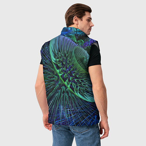 Мужской жилет Фрактальный узор шипы / 3D-Светло-серый – фото 4