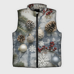 Мужской жилет Новогодние игрушки и шишки