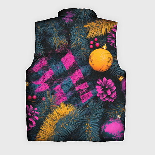 Мужской жилет Новый год - фиолетовая краска / 3D-Красный – фото 2