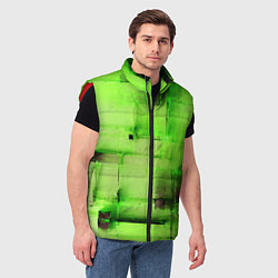 Мужской жилет Чёрные пятна на зелёном фоне абстракция, цвет: 3D-красный — фото 2