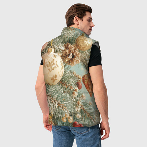 Мужской жилет Елочные новогодние игрушки / 3D-Светло-серый – фото 4