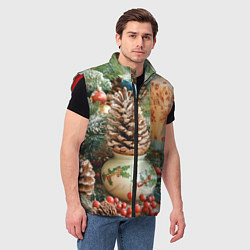 Мужской жилет Новогодняя атрибутика, цвет: 3D-красный — фото 2