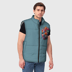 Мужской жилет Яркое сердце из кораллов в морском стиле, цвет: 3D-светло-серый — фото 2