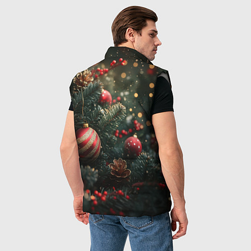 Мужской жилет Новый год - шарики / 3D-Светло-серый – фото 4